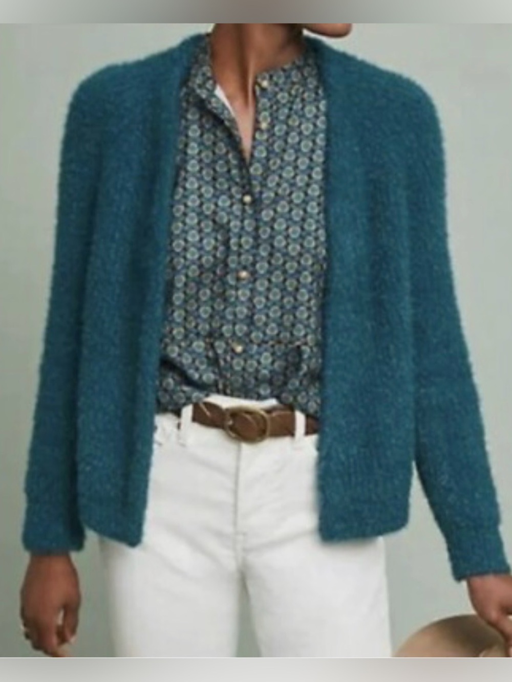 Anthropologie | SLEEPING ON SNOW Northbound Eyelash Teal Sweater Cardigan, Small
